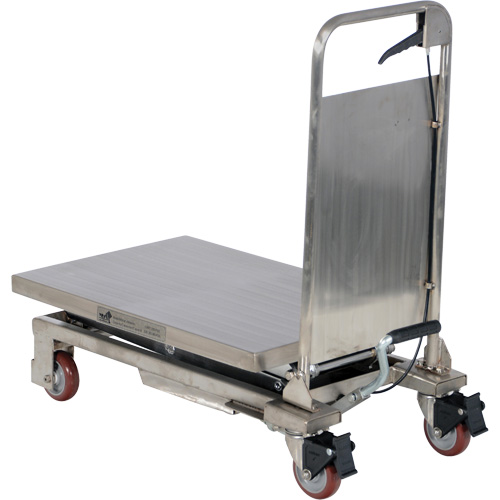 Manual Hydraulic Scissor Lift Table, 27-1/2" L x 17-3/4" W, Partial Stainless Steel, 220 lbs. Capacity Absolute Business Supply