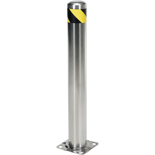 Safety Bollard, Stainless Steel, 36" H x 8" W, Silver Absolute Business Supply