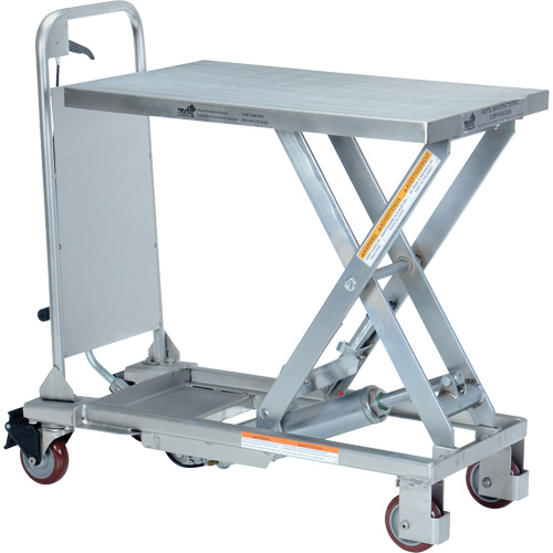 Manual Hydraulic Scissor Lift Table, 27-1/2" L x 17-5/8" W, Partial Stainless Steel, 400 lbs. Capacity Absolute Business Supply