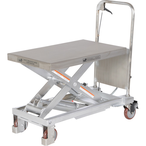 Table &eacute;l&eacute;vatrice hydraulique manuelle &agrave; ciseaux, 32-1/2" lo x 19-1/2 la, Partiellement en acier inoxydable, Capacit&eacute; 1000 lb Absolute Business Supply