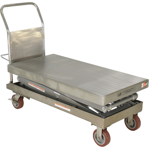 Manual Hydraulic Scissor Lift Table, 47-1/2" L x 24" W, Partial Stainless Steel, 1500 lbs. Capacity Absolute Business Supply