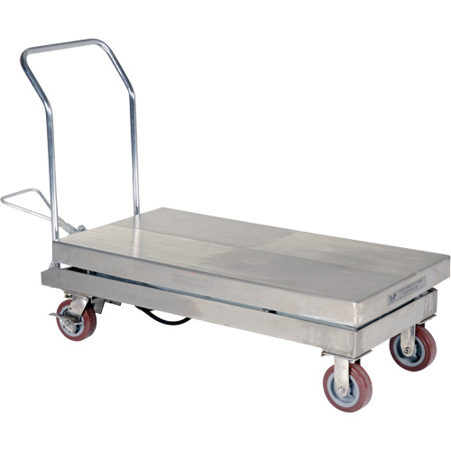 Table &eacute;l&eacute;vatrice hydraulique manuelle &agrave; ciseaux, 47" lo x 24" la, Partiellement en acier inoxydable, Capacit&eacute; 2000 lb Absolute Business Supply