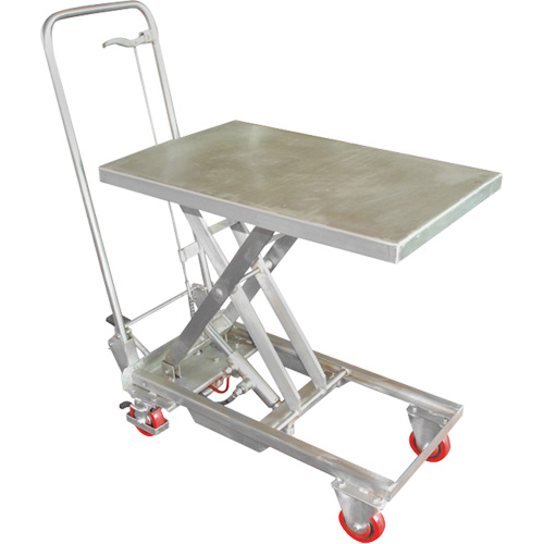 Table &eacute;l&eacute;vatrice hydraulique manuelle &agrave; ciseaux, 27-1/2" lo x 17-3/4" la, Acier inoxydable, Capacit&eacute; 200 lb Absolute Business Supply