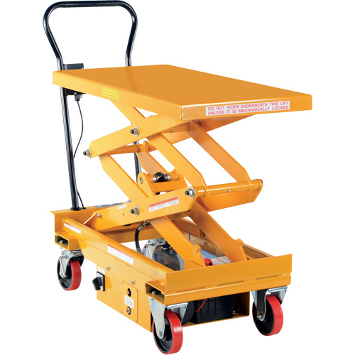DC Powered Hydraulic Scissor Lift Elevating Cart, Steel, 39-3/4" L x 20-1/2" W, 1000 lbs. Capacity Absolute Business Supply