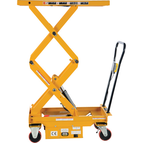 DC Powered Hydraulic Scissor Lift Elevating Cart, Steel, 39-3/4" L x 20-1/2" W, 1000 lbs. Capacity Absolute Business Supply