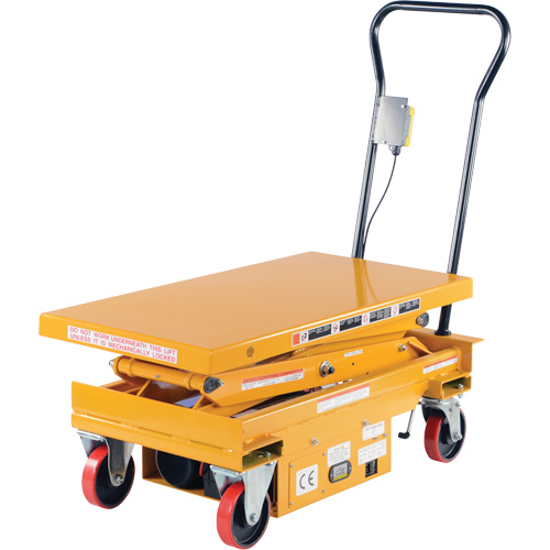 DC Powered Hydraulic Scissor Lift Elevating Cart, Steel, 39-3/4" L x 20-1/2" W, 1000 lbs. Capacity Absolute Business Supply