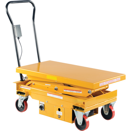 DC Powered Hydraulic Scissor Lift Elevating Cart, Steel, 39-3/4" L x 20-1/2" W, 1000 lbs. Capacity Absolute Business Supply