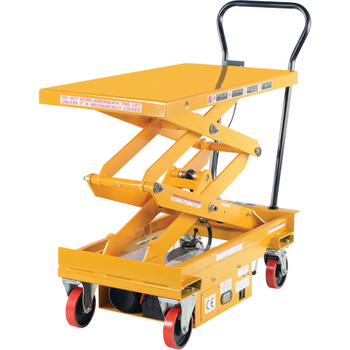 DC Powered Hydraulic Scissor Lift Elevating Cart, Steel, 39-3/4" L x 20-1/2" W, 1000 lbs. Capacity Absolute Business Supply