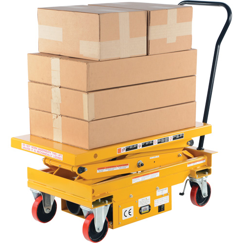 DC Powered Hydraulic Scissor Lift Elevating Cart, Steel, 39-3/4" L x 20-1/2" W, 1000 lbs. Capacity Absolute Business Supply