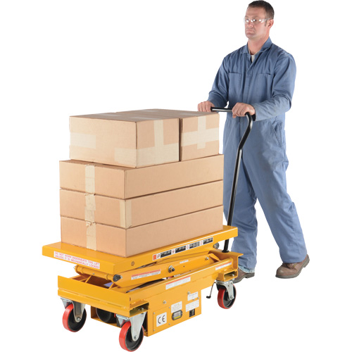 DC Powered Hydraulic Scissor Lift Elevating Cart, Steel, 39-3/4" L x 20-1/2" W, 1000 lbs. Capacity Absolute Business Supply