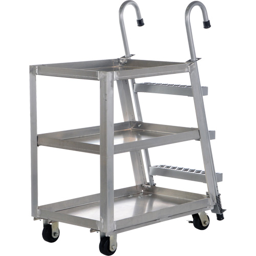 Chariot de pr&eacute;l&egrave;vement de stock, Aluminium, 21-7/8" la x 40" p, 3 tablettes, Capacit&eacute; 660 lb Absolute Business Supply