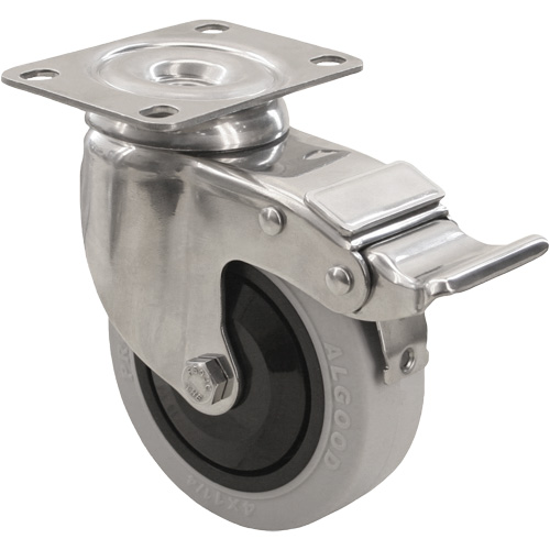 2309 Caster with Double Locking Brake, Swivel with Brake, 5" (127 mm), Envirothane Grey, 350 lbs. (158.8 kg.) Absolute Business Supply