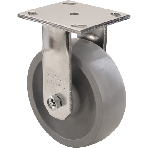 Max9 Caster, Rigid with Brake, 6" (152.4 mm), Envirothane Grey-WOW, 1100 lbs. (498.95 kg.) Absolute Business Supply