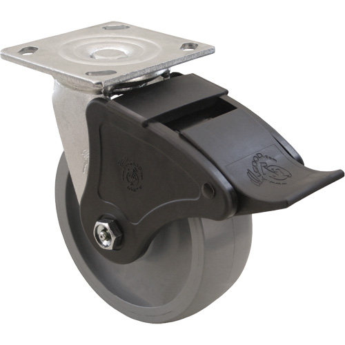 Max9 Caster, Swivel, 6" (152.4 mm), Envirothane Grey-WOW, 1100 lbs. (498.95 kg.) Absolute Business Supply