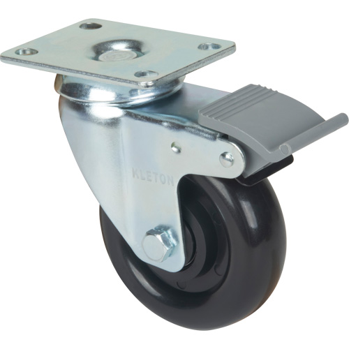 Roulette, Pivotant avec frein, 4" (101,6 mm), Polyol&eacute;fine, 250 lb (113,4 kg) Absolute Business Supply