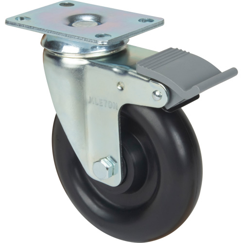 Caster, Swivel with Brake, 5" (127 mm), Polyolefin, 250 lbs. (113.4 kg) Absolute Business Supply