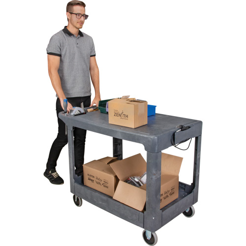 Chariot utilitaire pour l'entretien avec tablette plate, 2 tiers, 25-1/4" x 32-1/4" x 44", Capacit&eacute; 550 lb Absolute Business Supply