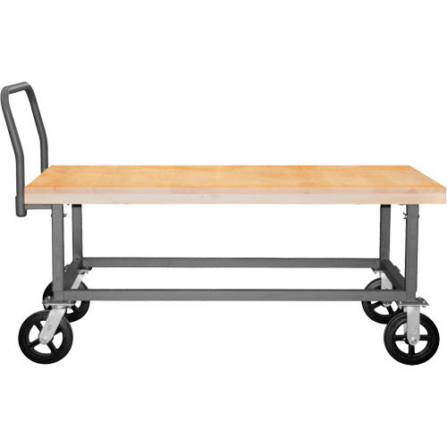 Adjustable Wood Deck Platform Truck, 48" L x 24" W, 1800 lbs. Capacity, Mold-on Rubber Casters Absolute Business Supply