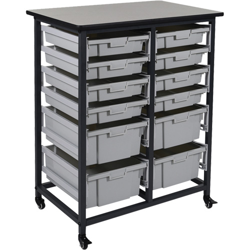 Rangement mobile pour bacs, &agrave; un c&ocirc;t&eacute;, 12 bacs, 30-3/4" la x 20" p x 37-1/2" h Absolute Business Supply
