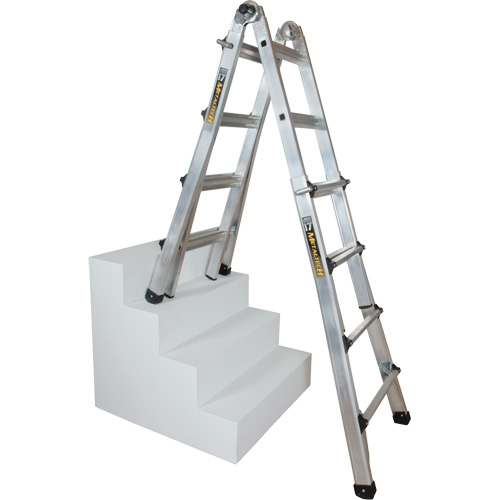 Telescoping Multi-Position Ladder, Aluminum, 300 lbs., CSA Grade 1A Absolute Business Supply