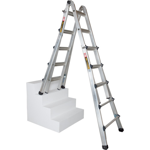 Telescoping Multi-Position Ladder, Aluminum, 300 lbs., CSA Grade 1A Absolute Business Supply