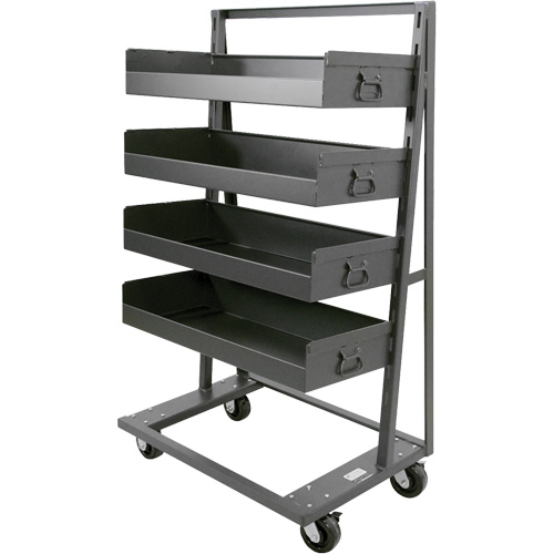 Chariot &agrave; cadre en A robuste &agrave; un c&ocirc;t&eacute; avec 4 grands plateaux &agrave; rebord, 38" x 25" x 63", Capacit&eacute; 2500 lb Absolute Business Supply