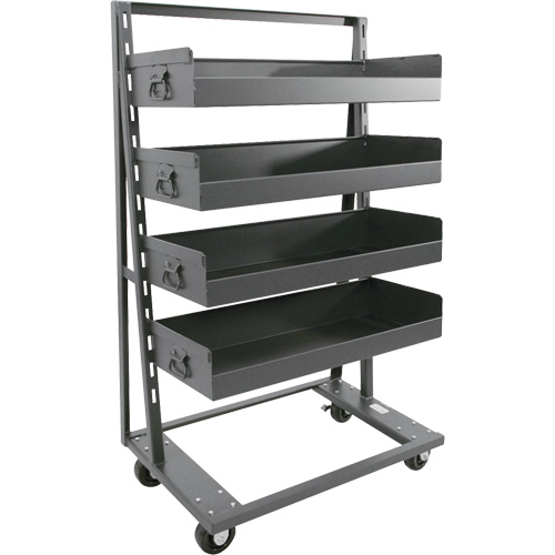 Chariot &agrave; cadre en A robuste &agrave; un c&ocirc;t&eacute; avec 4 grands plateaux &agrave; rebord, 38" x 25" x 63", Capacit&eacute; 2500 lb Absolute Business Supply