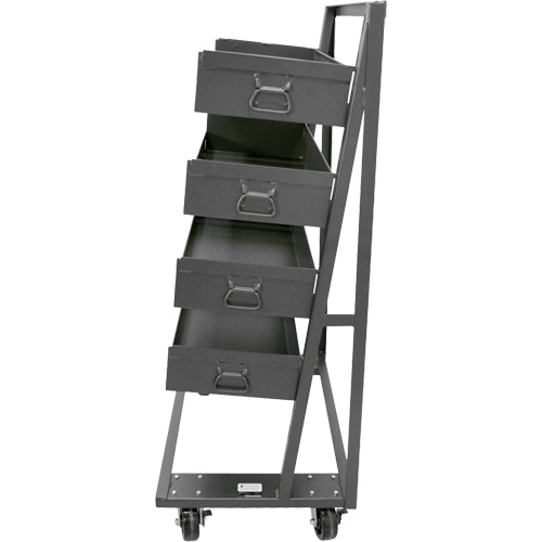Chariot &agrave; cadre en A robuste &agrave; un c&ocirc;t&eacute; avec 4 grands plateaux &agrave; rebord, 38" x 25" x 63", Capacit&eacute; 2500 lb Absolute Business Supply