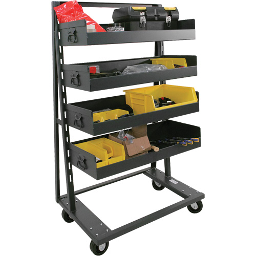 Chariot &agrave; cadre en A robuste &agrave; un c&ocirc;t&eacute; avec 4 grands plateaux &agrave; rebord, 38" x 25" x 63", Capacit&eacute; 2500 lb Absolute Business Supply