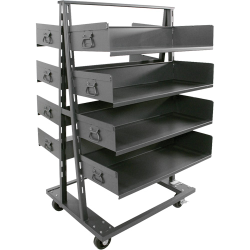 Chariot &agrave; cadre en A robuste &agrave; deux c&ocirc;t&eacute;s avec 8 plateaux &agrave; rebords, 38" x 30" x 63", Capacit&eacute; 2500 lb Absolute Business Supply