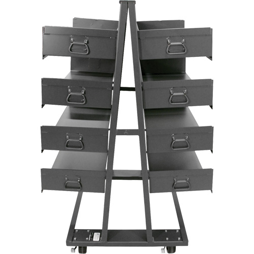 Chariot &agrave; cadre en A robuste &agrave; deux c&ocirc;t&eacute;s avec 8 plateaux &agrave; rebords, 38" x 30" x 63", Capacit&eacute; 2500 lb Absolute Business Supply