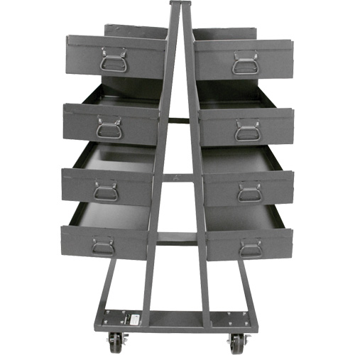 Chariot &agrave; cadre en A robuste &agrave; deux c&ocirc;t&eacute;s avec 8 grands plateaux &agrave; rebords, 38" x 30" x 63", Capacit&eacute; 2500 lb Absolute Business Supply
