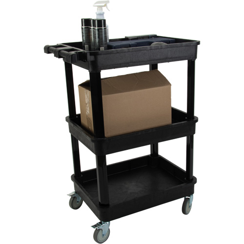 Chariot utilitaire avec tablette &agrave; bordure profonde, 3 tiers, 19" x 39-1/2" x 28-1/4", Capacit&eacute; 330 lb Absolute Business Supply