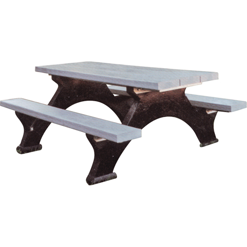 Tables de pique-nique en plastique recycl&eacute;, 6' lo x 62-1/4" la, Gris Absolute Business Supply