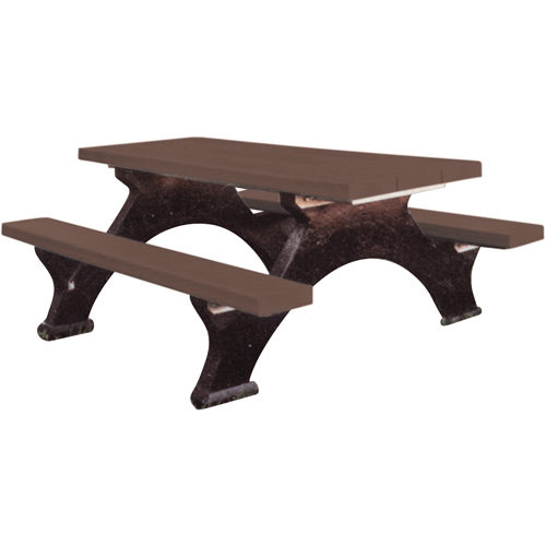 Recycled Plastic Picnic Tables, 6' L x 62-1/4" W, Brown Absolute Business Supply