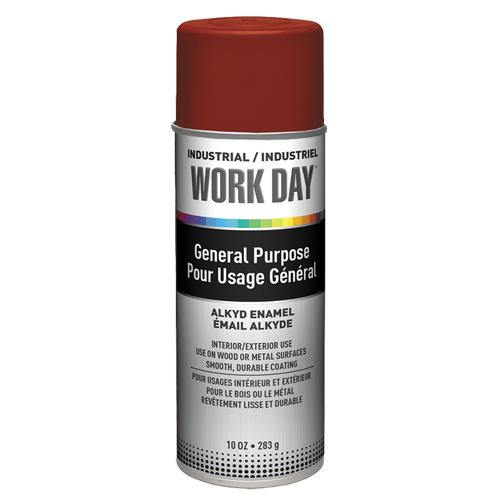 Peinture industrielle Work Day, Rouge, Tr&egrave;s mat, 10 oz, Canette a&eacute;rosol Absolute Business Supply