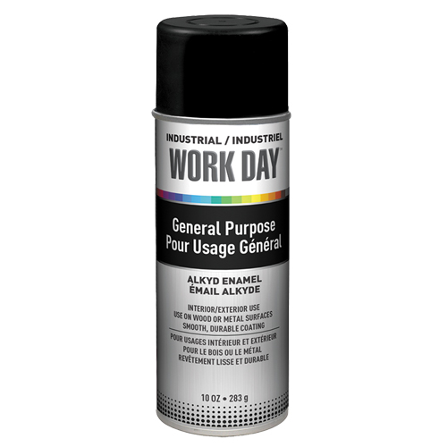Peinture industrielle Work Day, Noir, Tr&egrave;s mat, 10 oz, Canette a&eacute;rosol Absolute Business Supply