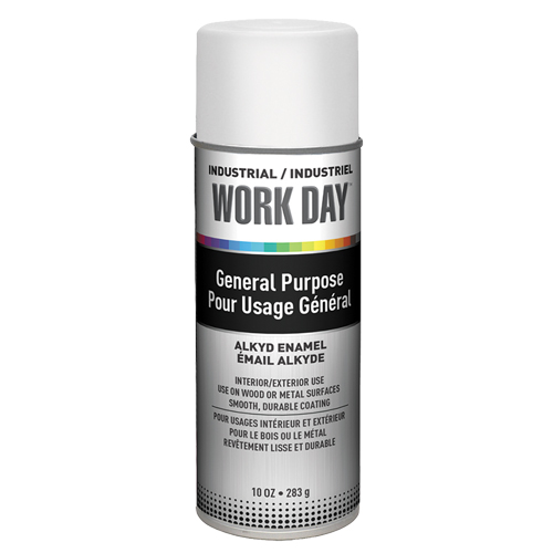 Peinture industrielle Work Day, Blanc, Tr&egrave;s mat, 10 oz, Canette a&eacute;rosol Absolute Business Supply
