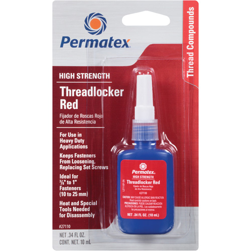 Low Viscosity Threadlocker, Red, High, 10 ml, Bottle Absolute Business Supply
