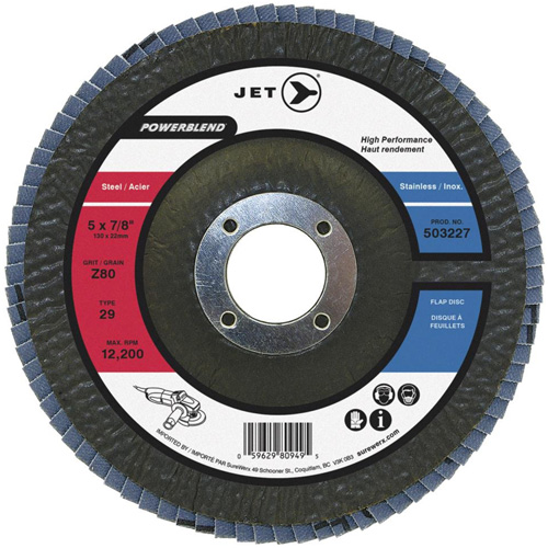Disque &agrave; lamelles PowerBlend, 7" x 7/8", Type 29, Grain Z40, Alumine de zirconium Absolute Business Supply