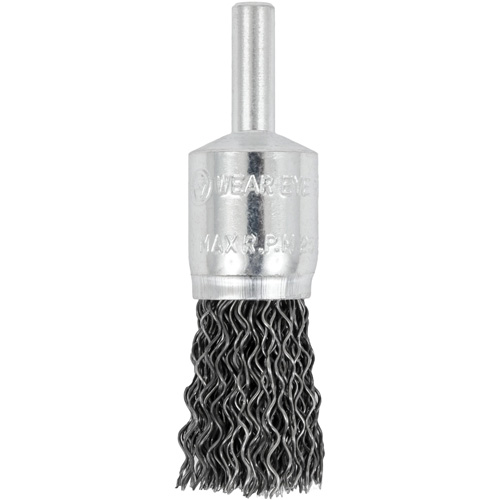 Brosse &agrave; fils cr&ecirc;p&eacute;s mont&eacute;e sur mandrin E050-20, 1/2", Fils 0,02", Tige 1/4" Absolute Business Supply