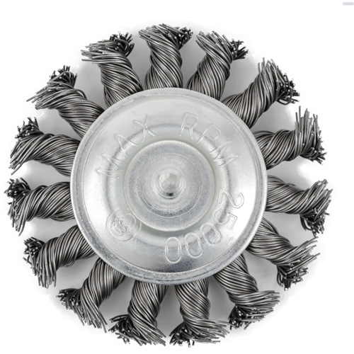 Brosse radiale &agrave; fils nou&eacute;s torsad&eacute;s mont&eacute; sur mandrin EKR275-20, 3", Fils ,02", Tige 1/4" Absolute Business Supply