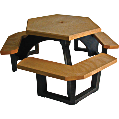 Tables de pique-nique hexagonales en plastique recycl&eacute;, 78" lo x 78" la, C&egrave;dre Absolute Business Supply