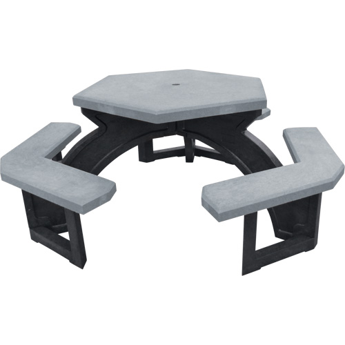 Tables de pique-nique hexagonales en plastique recycl&eacute;, 78" lo x 78" la, Gris Absolute Business Supply