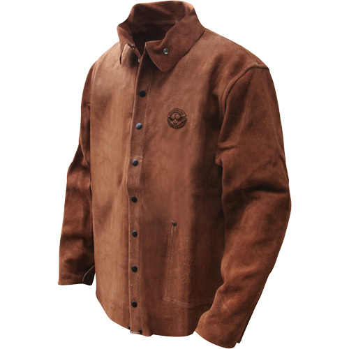 Veste de soudage en cuir fleur de vache refendu Gander Brand, Cuir, Grand, Brun Absolute Business Supply