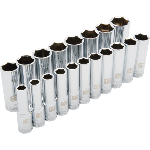 Jeu de douilles m&eacute;triques, 19 Mcx, Prise de 1/2", Profond Absolute Business Supply