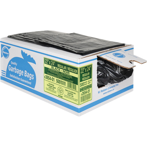 2600 Series Industrial Garbage Bags, Regular, 24" W x 22" L, Black Absolute Business Supply