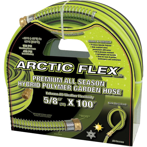 Premium Hybrid Polymer Garden Hose, PVC/Rubber, 5/8" dia. x 100' Absolute Business Supply