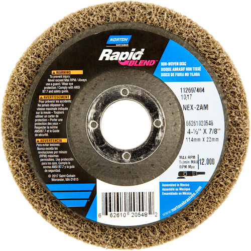 DISQUE FINITION RAPIDE 4 1/2X7/8 NEX-2AM MOY, 4-1/2" dia., Grain Moyen, Oxyde d'aluminium Absolute Business Supply