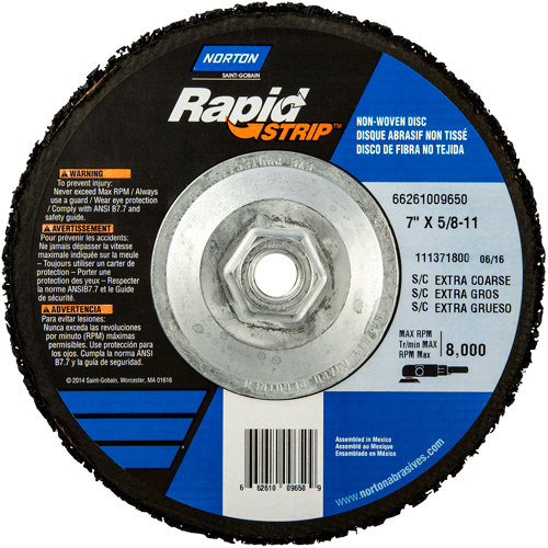 Disques &agrave; moyeu d&eacute;port&eacute; non tiss&eacute;s pour d&eacute;capage rapide Bear-Tex, 7" dia., Grain Extra grossier, Carbure de silicium Absolute Business Supply